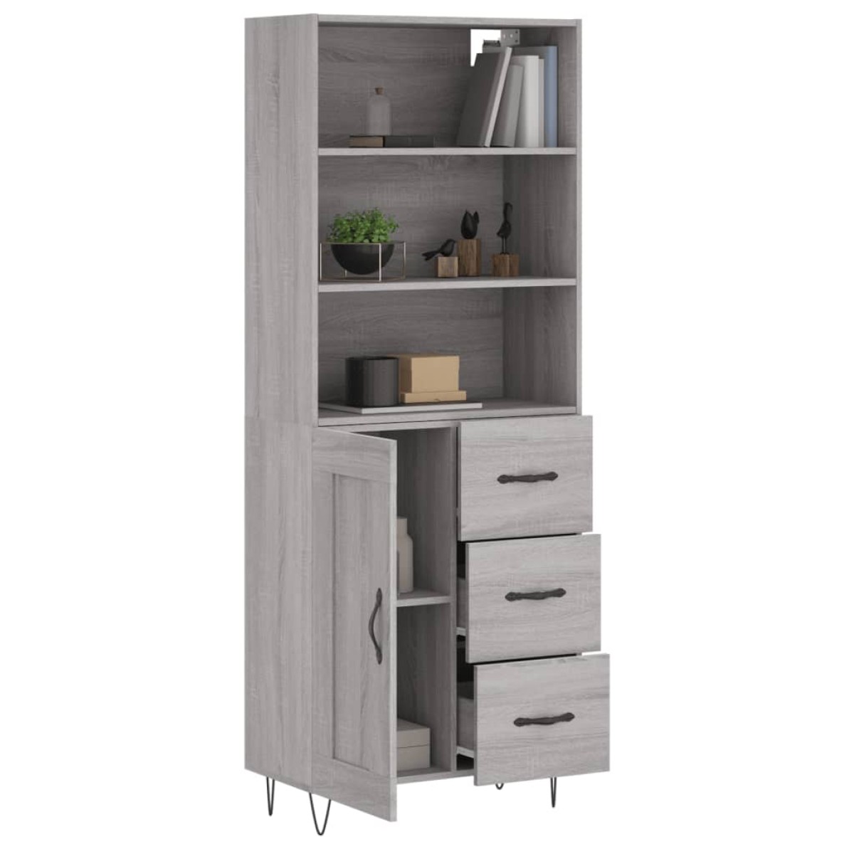 vidaXL Ντουλάπι Γκρι Sonoma 69,5 x 34 x 180 εκ. Επεξεργασμένο Ξύλο