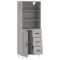 vidaXL Ντουλάπι Γκρι Sonoma 69,5 x 34 x 180 εκ. Επεξεργασμένο Ξύλο