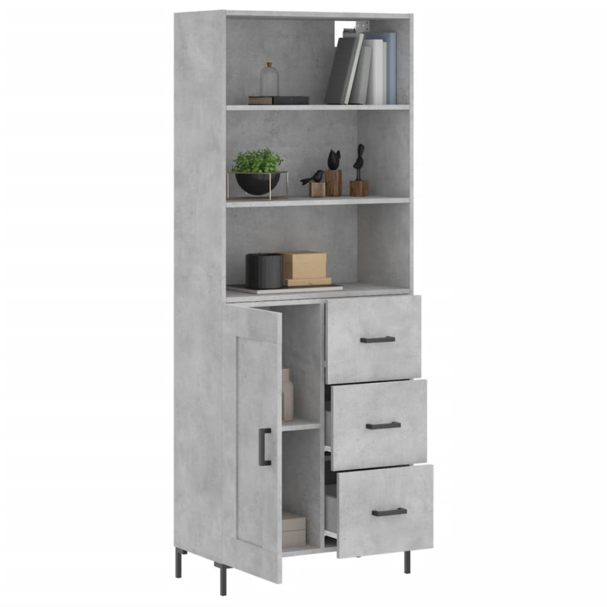 vidaXL Ντουλάπι Γκρι Σκυροδέματος 69,5x34x180 εκ. Επεξεργασμένο Ξύλο