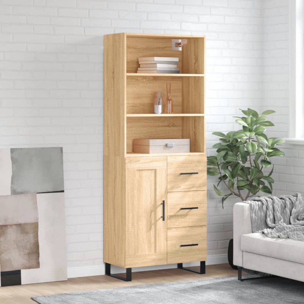 vidaXL Ντουλάπι Sonoma δρυς 69,5 x 34 x 180 εκ. από Επεξεργασμένο Ξύλο