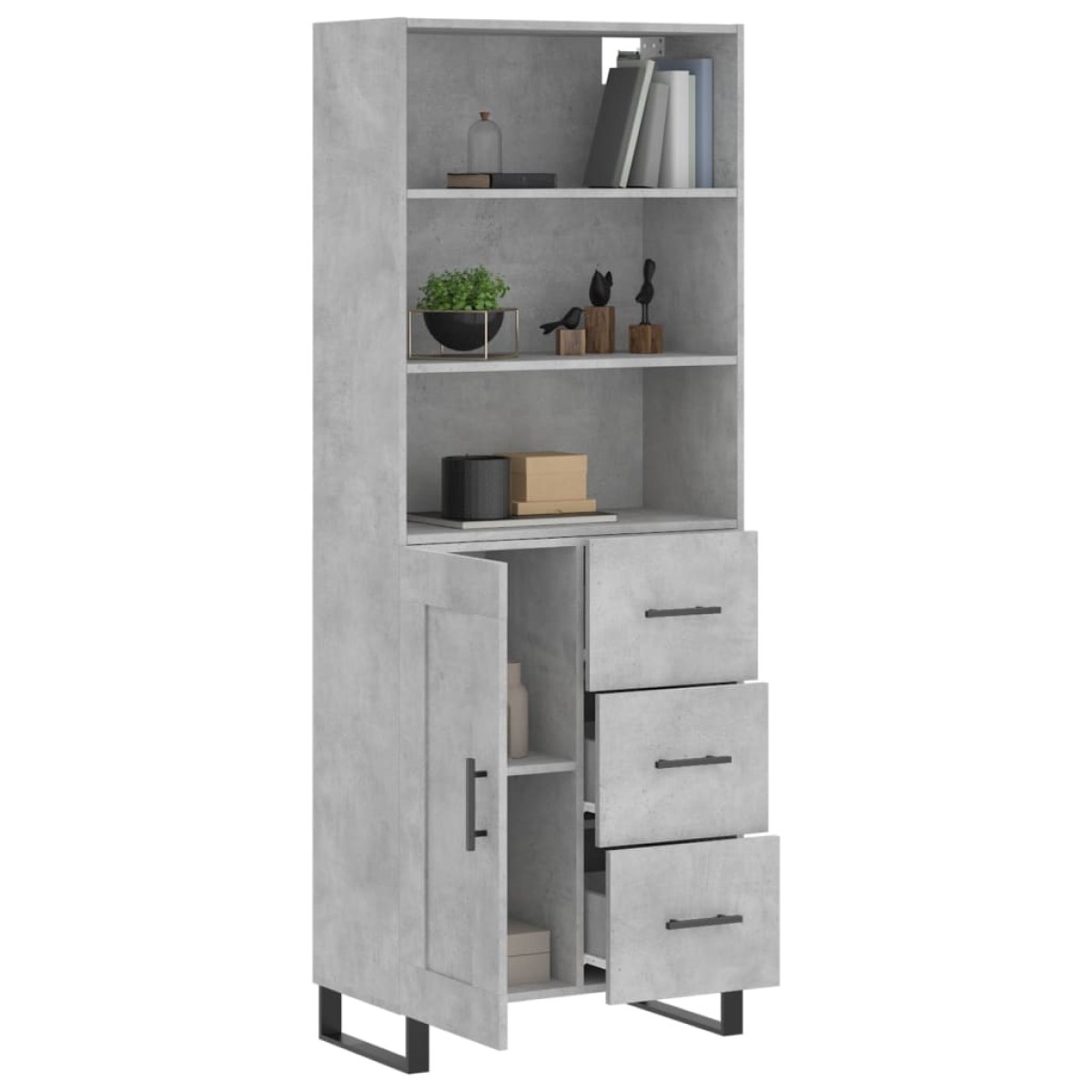 vidaXL Ντουλάπι Γκρι Σκυροδέματος 69,5x34x180 εκ. Επεξεργασμένο Ξύλο