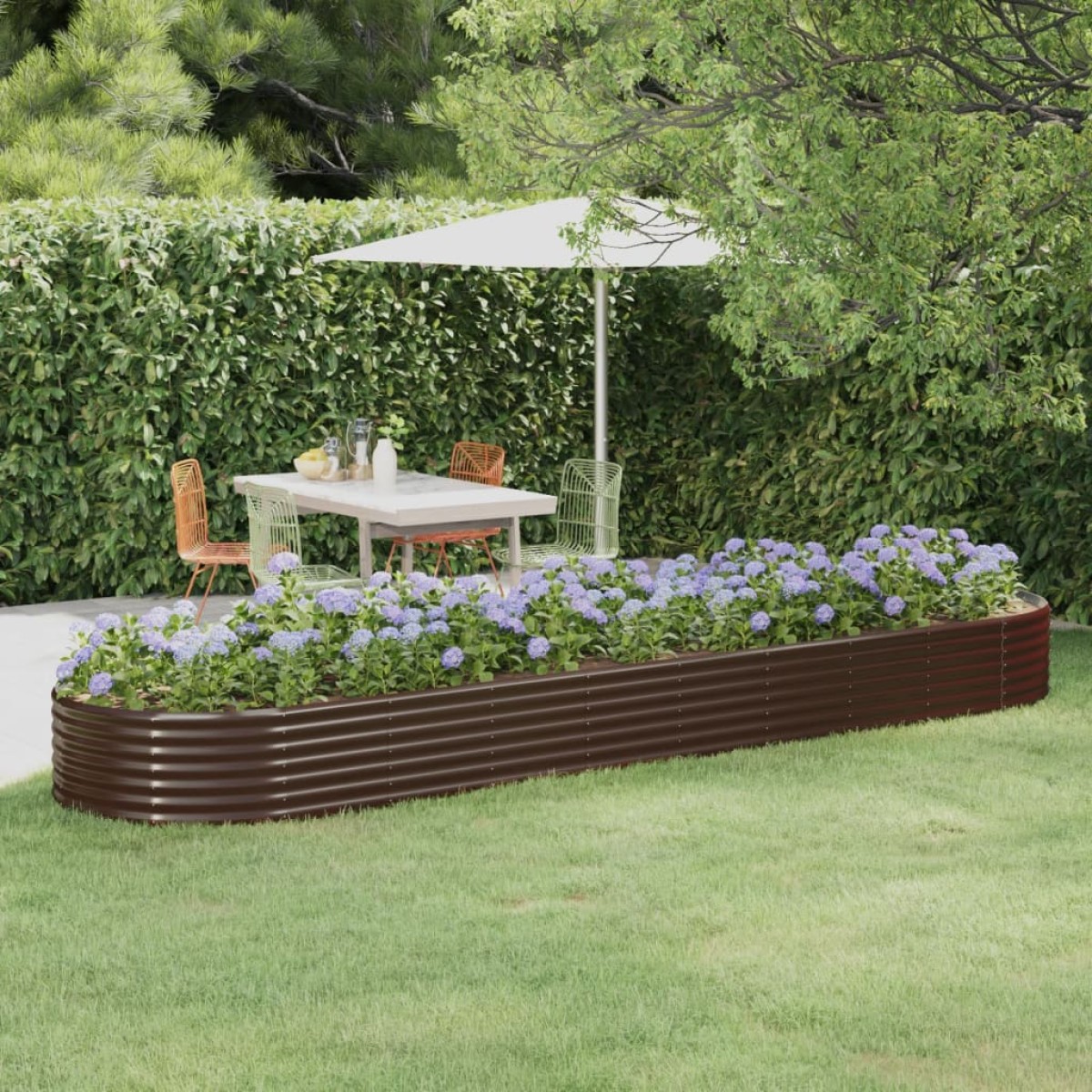 vidaXL Ζαρντινιέρα Καφέ 396x100x36 εκ. Ατσάλι με Ηλεκτρ. Βαφή Πούδρας