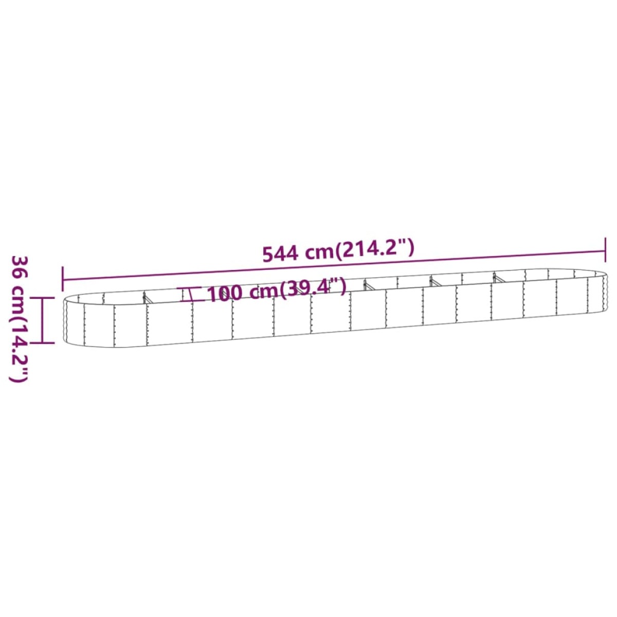 vidaXL Ζαρντινιέρα Καφέ 544x100x36 εκ. Ατσάλι με Ηλεκτρ. Βαφή Πούδρας