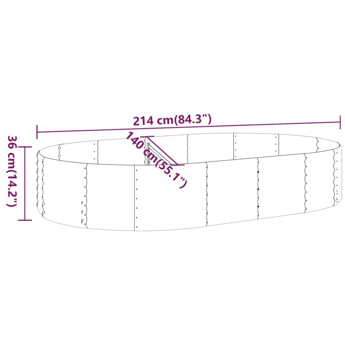 vidaXL Ζαρντινιέρα Πράσινη 214x140x36εκ Ατσάλι με Ηλεκτρ. Βαφή Πούδρας