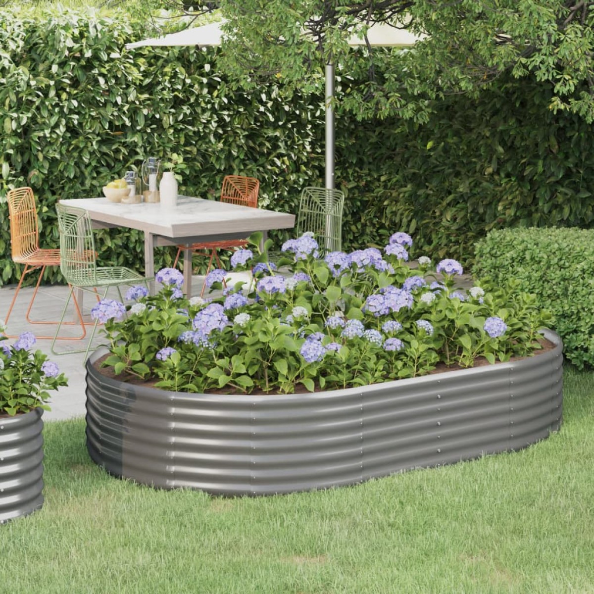 vidaXL Ζαρντινιέρα Γκρι 214x140x36 εκ. Ατσάλι με Ηλεκτρ. Βαφή Πούδρας
