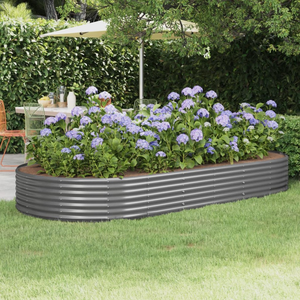 vidaXL Ζαρντινιέρα Γκρι 296x140x36 εκ. Γαλβανισμένος χάλυβας