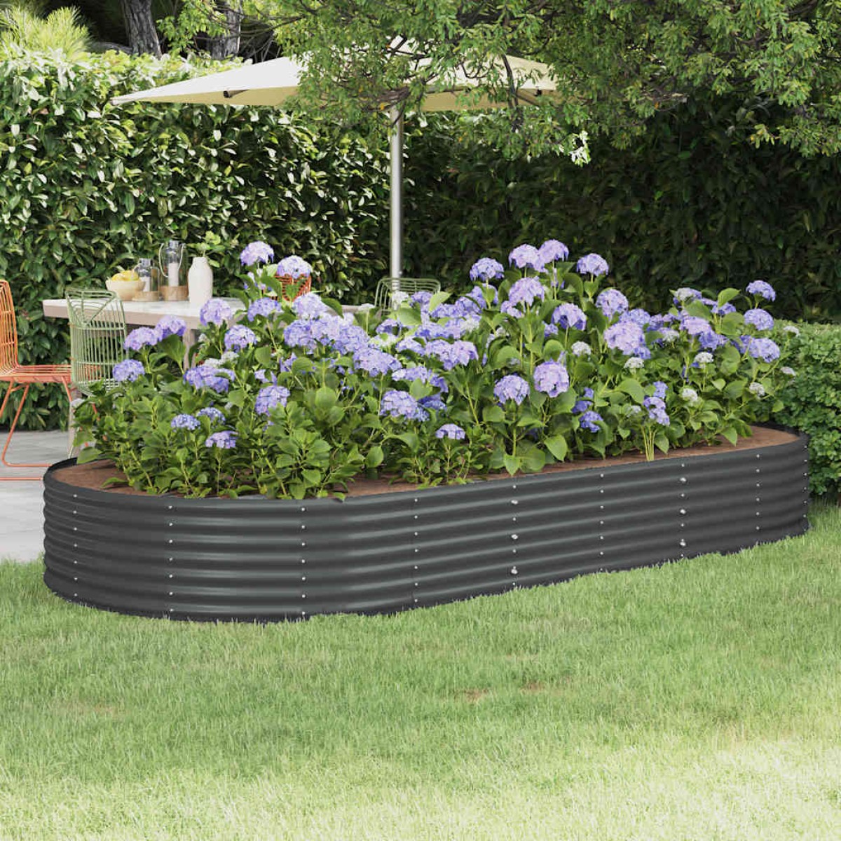 vidaXL Ζαρντινιέρα Ανθρακί 296x140x36εκ Ατσάλι με Ηλεκτρ. Βαφή Πούδρας