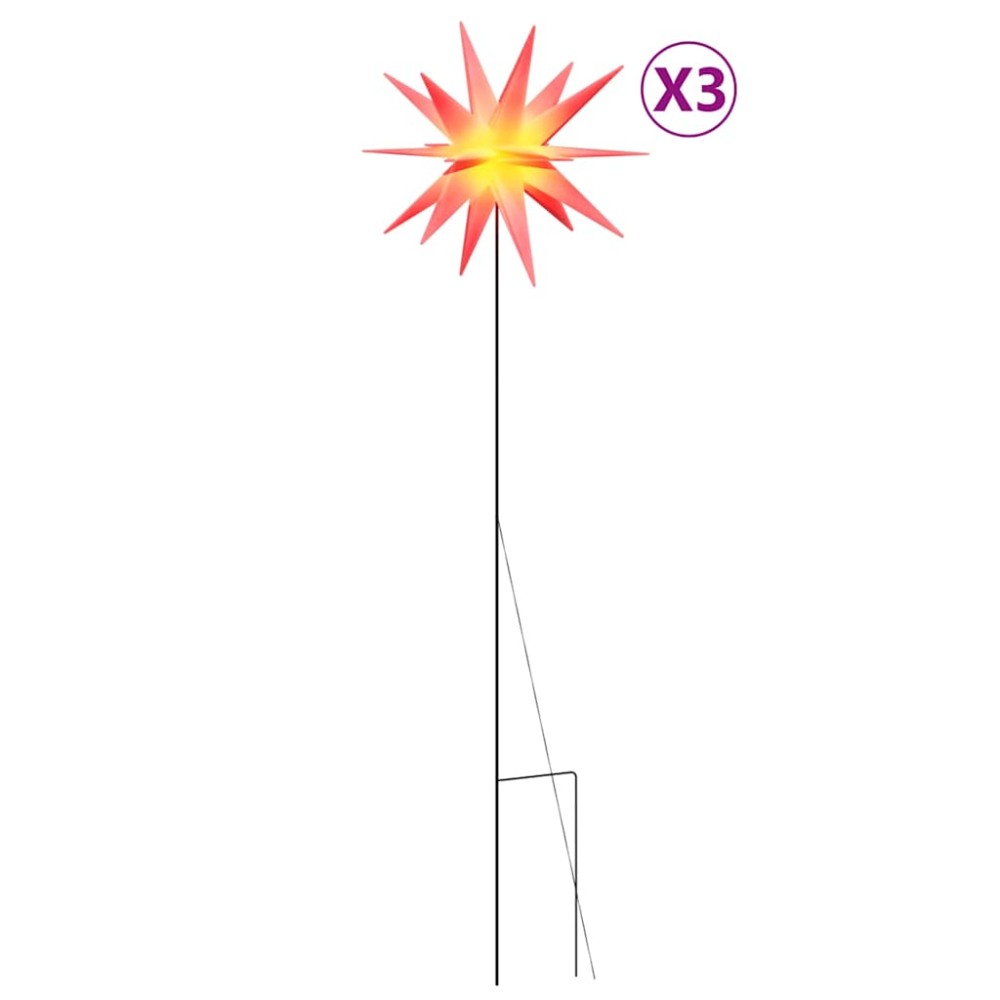 vidaXL Φωτιστικά Χριστ. με Ακίδες 3Τεμ LED Αναδιπλούμενα Κόκκινα 57 εκ