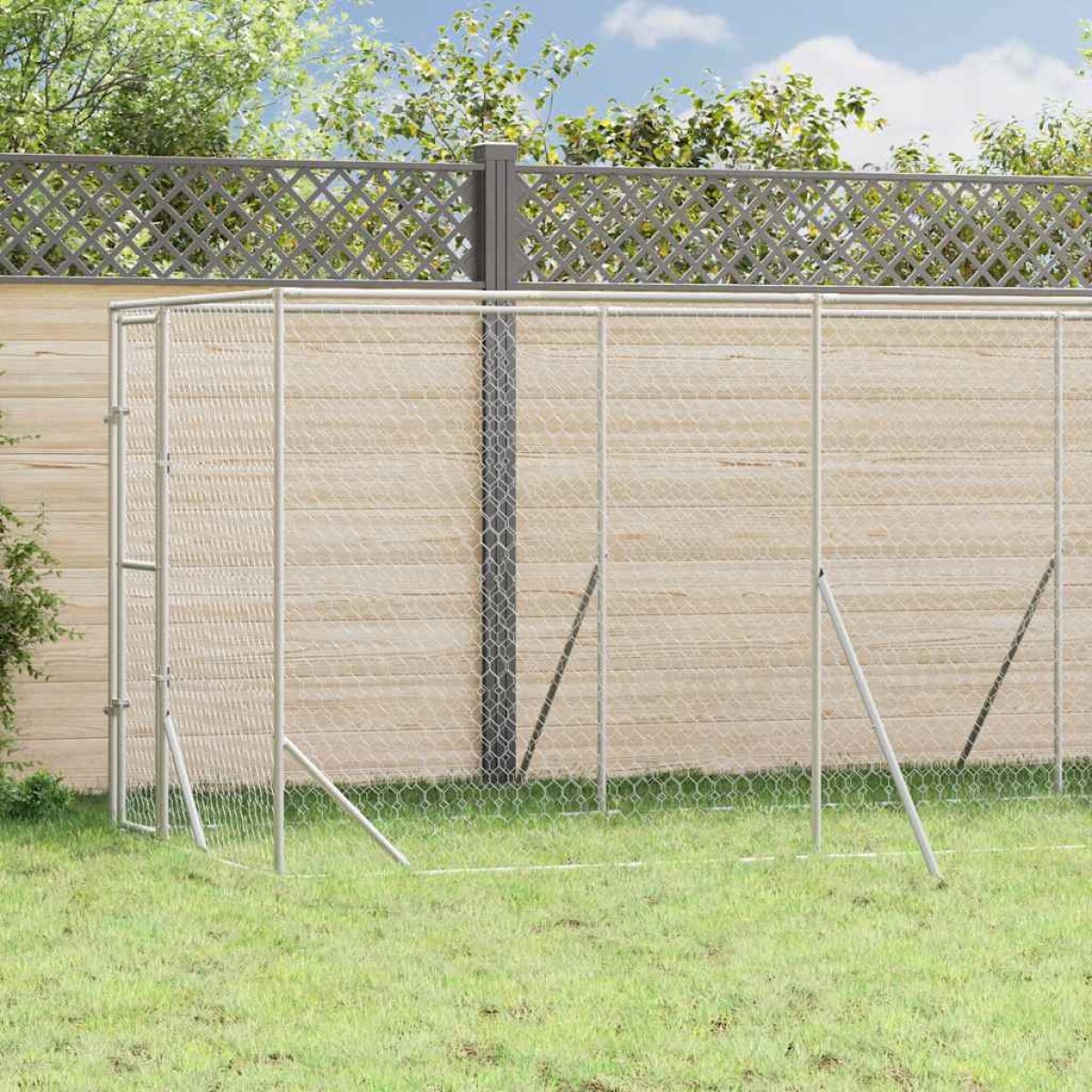 vidaXL Κλουβί Σκύλου Εξωτερ. Χώρου Ασημί 2x6x2 μ. Γαλβανισμένο Ατσάλι