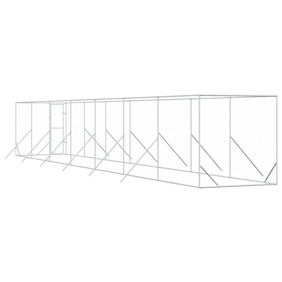 vidaXL Κλουβί Σκύλου Εξωτερ. Χώρου Ασημί 2x14x2 μ. από Γαλβαν. Ατσάλι