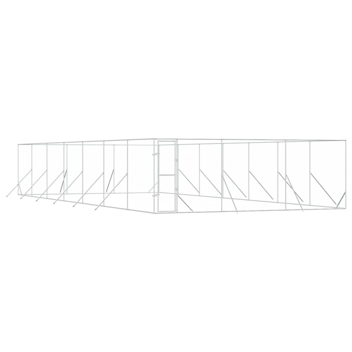 vidaXL Κλουβί Σκύλου Εξωτερ. Χώρου Ασημί 6x14x2 μ. από Γαλβαν. Ατσάλι