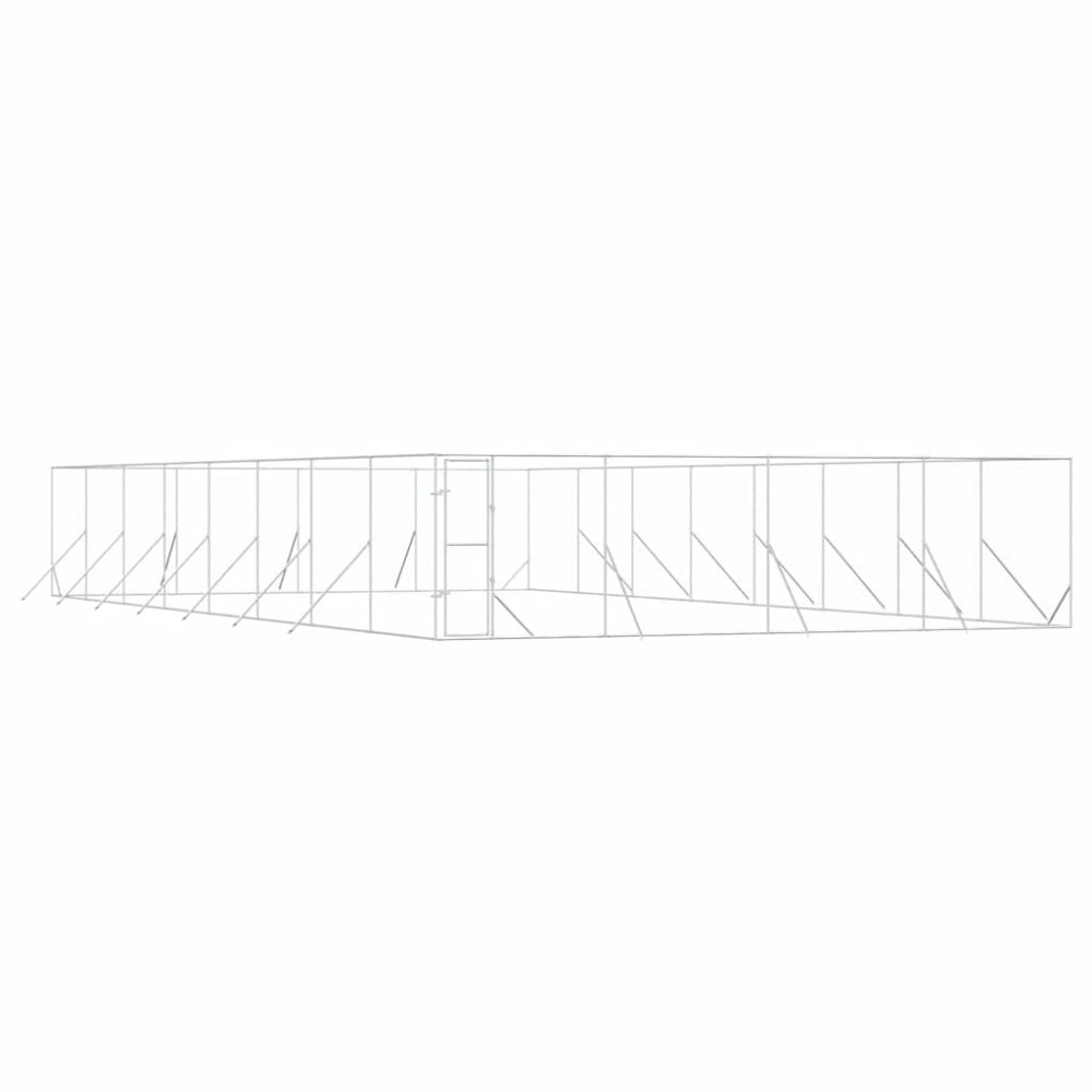 vidaXL Κλουβί Σκύλου Εξωτερ. Χώρου Ασημί 8x16x2 μ. από Γαλβαν. Ατσάλι