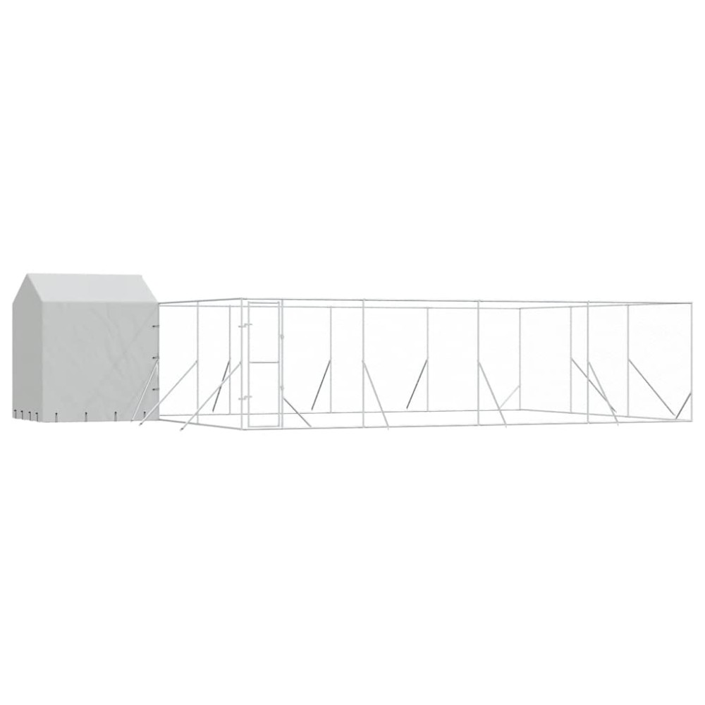 vidaXL Κλουβί Σκύλου Εξ. Χώρου με Οροφή Ασημί 10x6x2,5 μ. Γαλβ. Ατσάλι