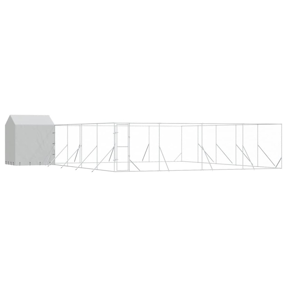vidaXL Κλουβί Σκύλου Εξ. Χώρου με Οροφή Ασημί 10x10x2,5 μ Γαλβ. Ατσάλι