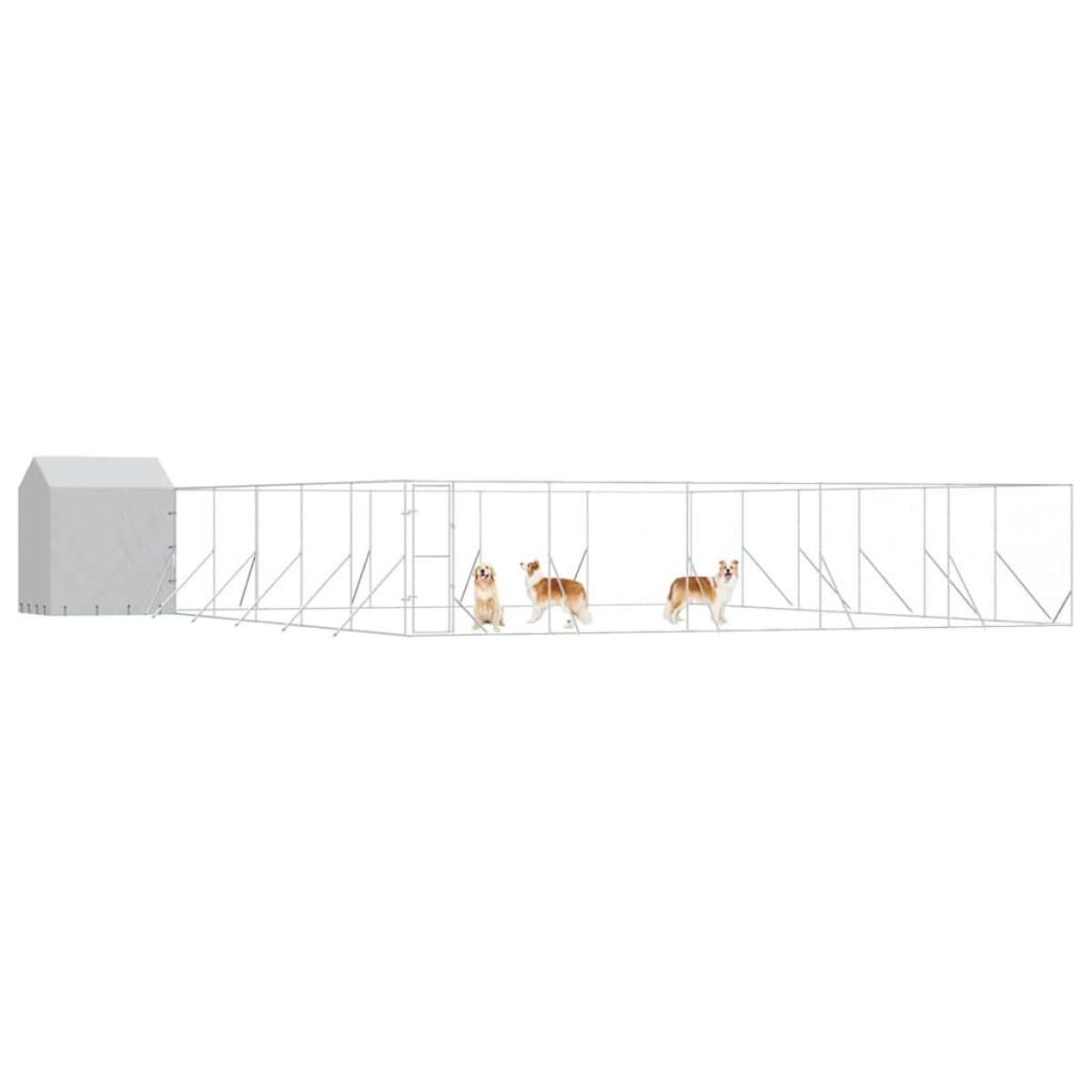 vidaXL Κλουβί Σκύλου Εξ. Χώρου με Οροφή Ασημί 12x12x2,5 μ Γαλβ. Ατσάλι