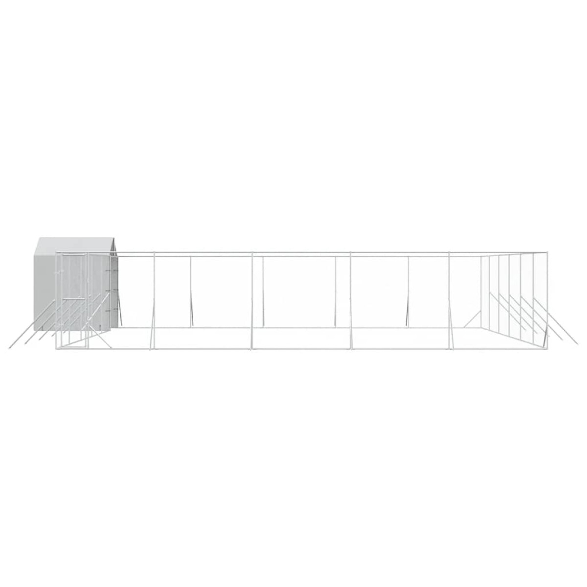 vidaXL Κλουβί Σκύλου Εξ. Χώρου με Οροφή Ασημί 12x12x2,5 μ Γαλβ. Ατσάλι