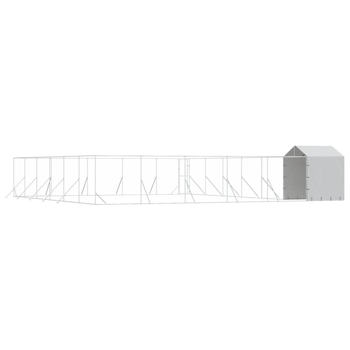 vidaXL Κλουβί Σκύλου Εξ. Χώρου με Οροφή Ασημί 12x12x2,5 μ Γαλβ. Ατσάλι