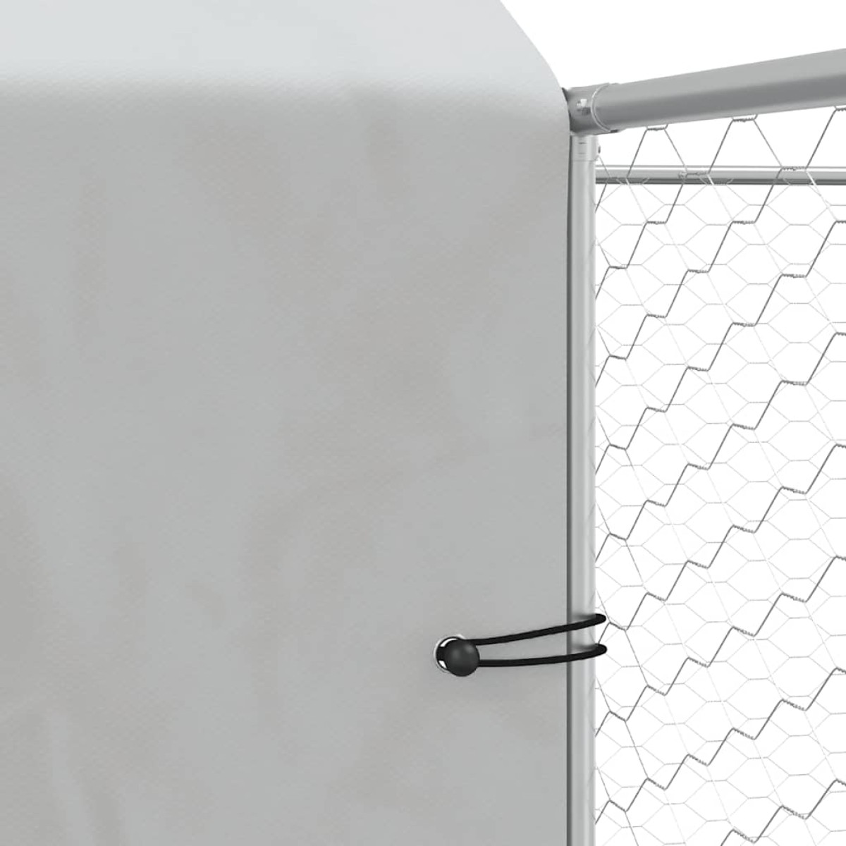 vidaXL Κλουβί Σκύλου Εξ. Χώρου με Οροφή Ασημί 12x12x2,5 μ Γαλβ. Ατσάλι