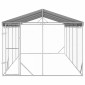 vidaXL Κλουβί Σκύλου Εξ. Χώρου με Οροφή Ασημί 3x7,5x2,5 μ Γαλβ. Ατσάλι