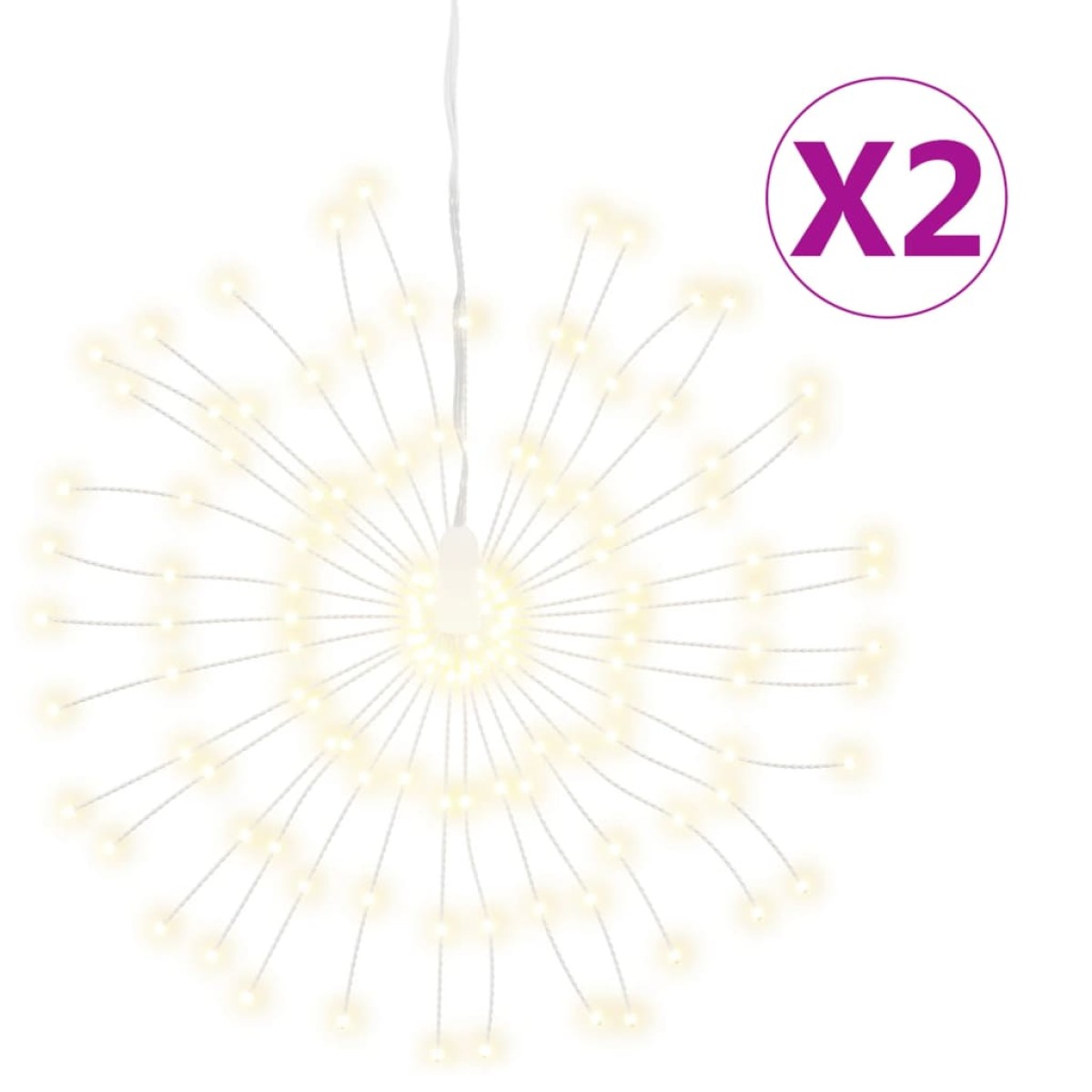 vidaXL Φωτάκια Χριστουγεννιάτικα 2 Τεμ. 140 LED Θερμό Λευκό 17 εκ.