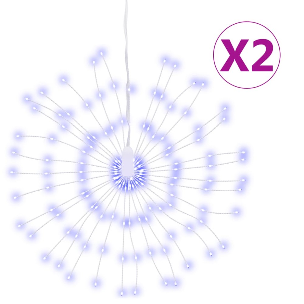 vidaXL Φωτάκια Χριστουγεννιάτικα 2 τεμ. 140 LED Μπλε 17 εκ.