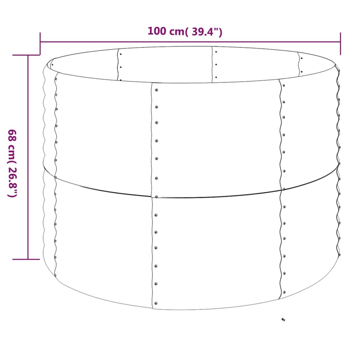 vidaXL Ζαρντινιέρα Καφέ 100x100x68 εκ. Ατσάλι με Ηλεκτρ. Βαφή Πούδρας