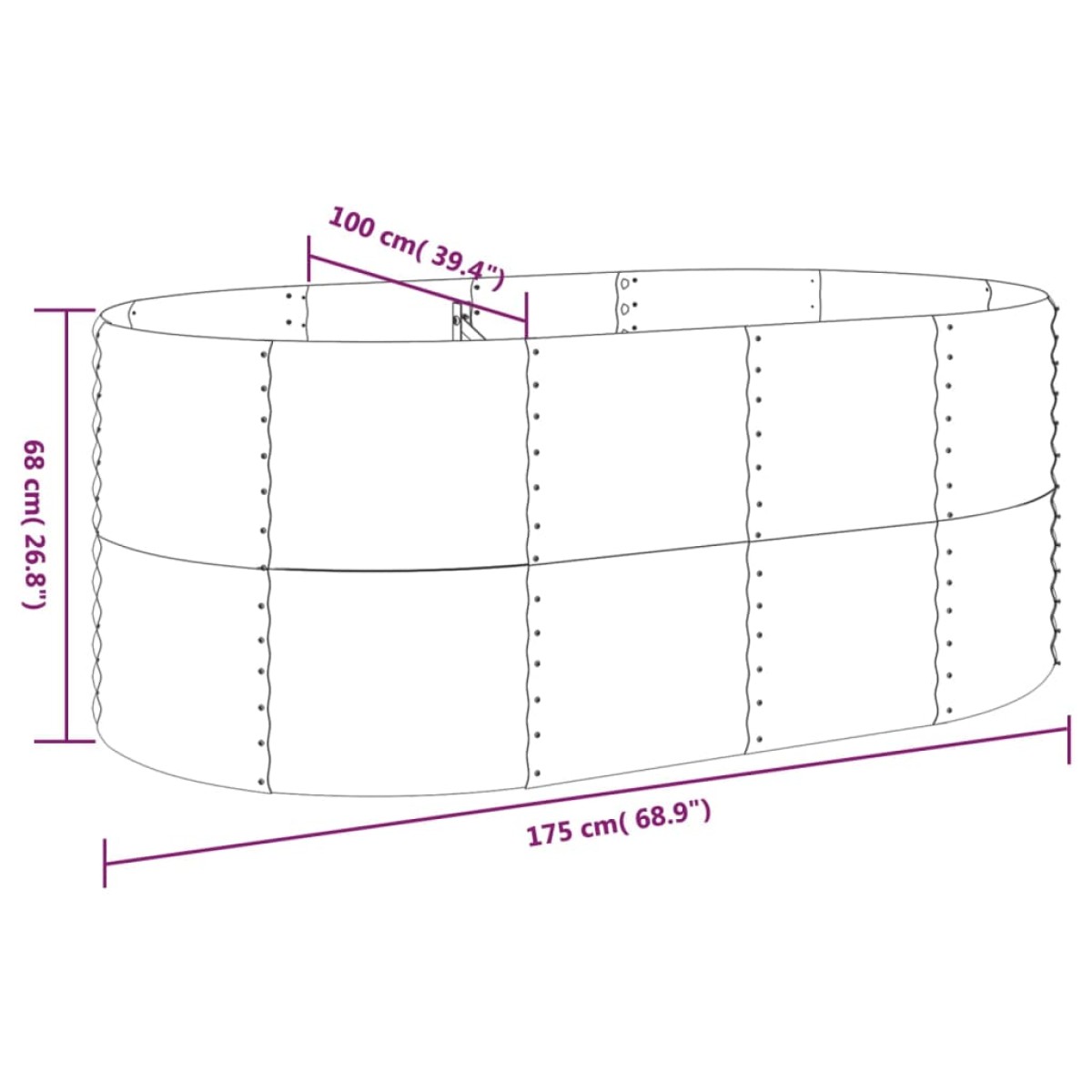 vidaXL Ζαρντινιέρα Καφέ 175x100x68 εκ. Ατσάλι με Ηλεκτρ. Βαφή Πούδρας