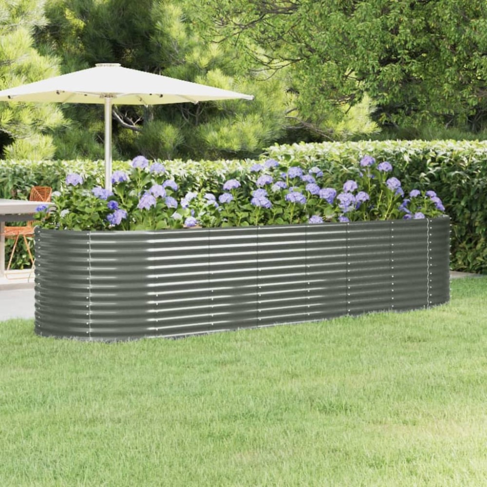 vidaXL Ζαρντινιέρα Γκρι 322x100x68 εκ. Γαλβανισμένος χάλυβας