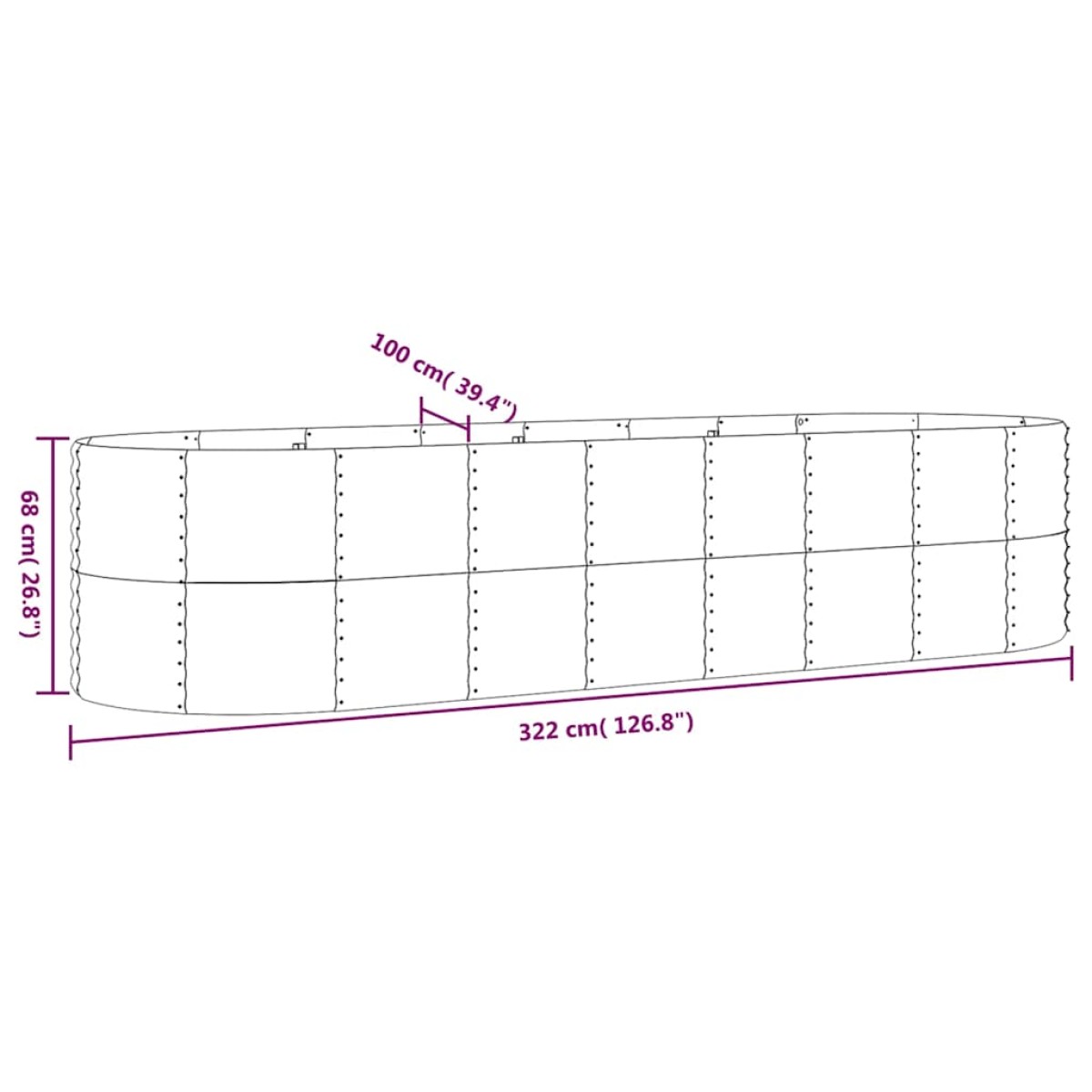 vidaXL Ζαρντινιέρα Ανθρακί 322x40x68 εκ Ατσάλι με Ηλεκτρ. Βαφή Πούδρας