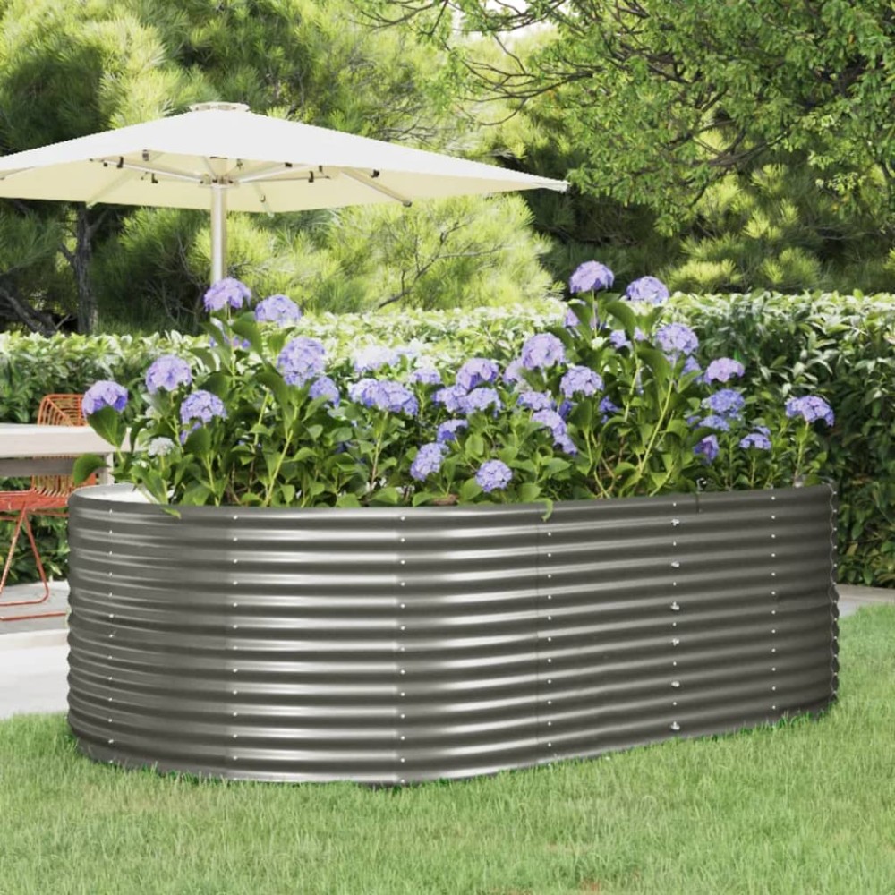 vidaXL Ζαρντινιέρα Γκρι 212x140x68 εκ. Γαλβανισμένος χάλυβας
