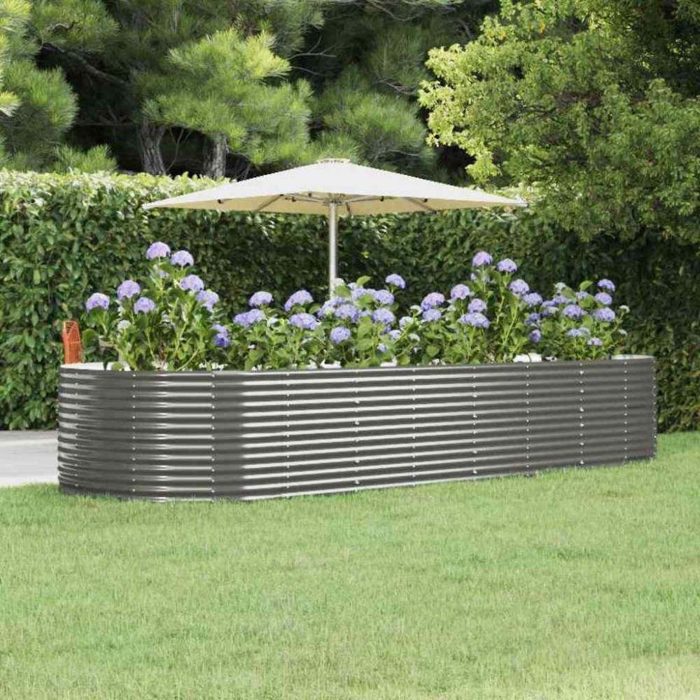 vidaXL Ζαρντινιέρα Γκρι 367x140x68 εκ. Γαλβανισμένος χάλυβας