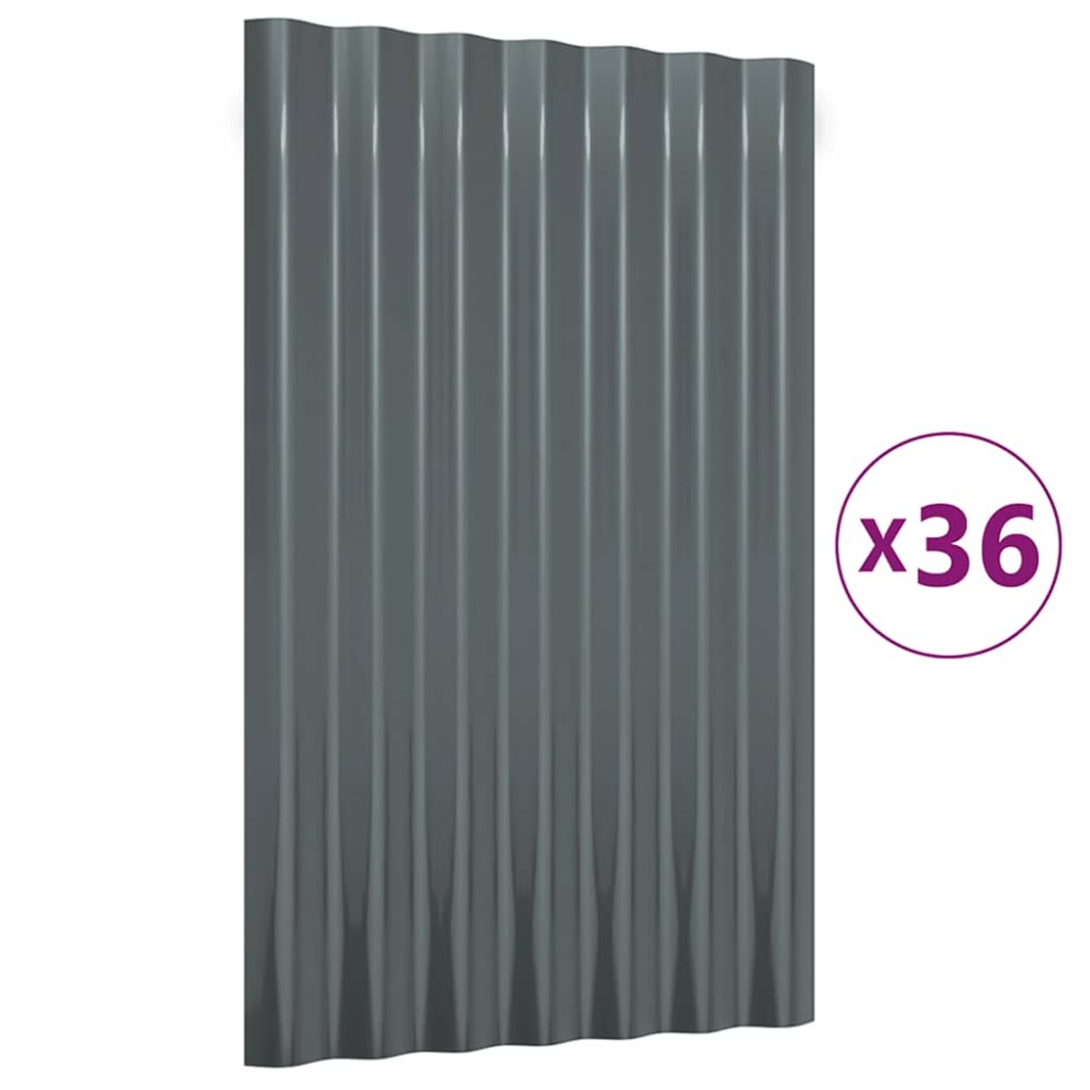 vidaXL Πάνελ Οροφής 36 τεμ. Ανθρακί 60x36 εκ. Γαλβανισμένος χάλυβας