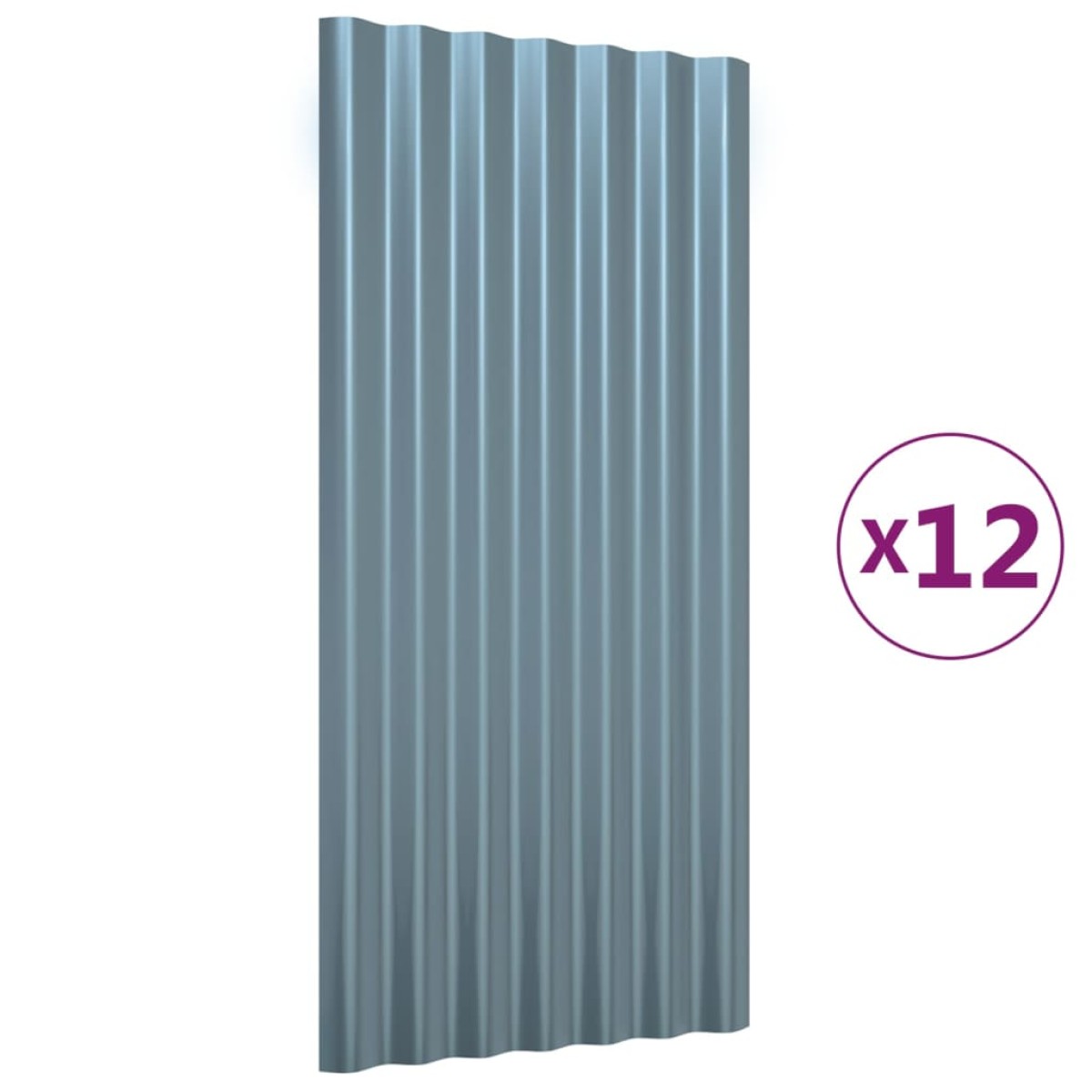 vidaXL Πάνελ Οροφής 12 τεμ. Γκρι 80 x 36 εκ. Ατσάλινα με Ηλεκτρ. Βαφή