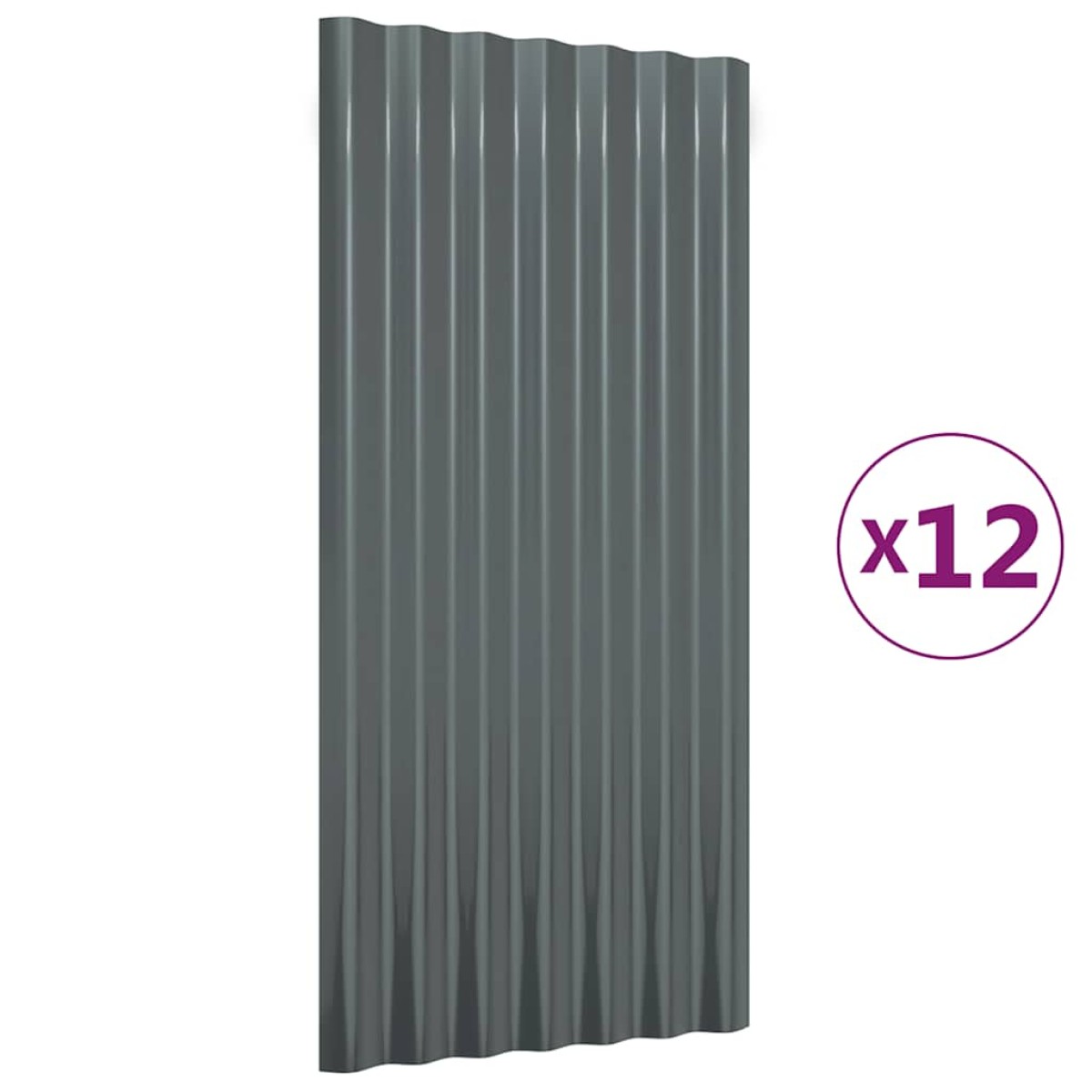 vidaXL Πάνελ Οροφής 12 τεμ. Ανθρακί 80x36 εκ Ατσάλινα με Ηλεκτρ. Βαφή