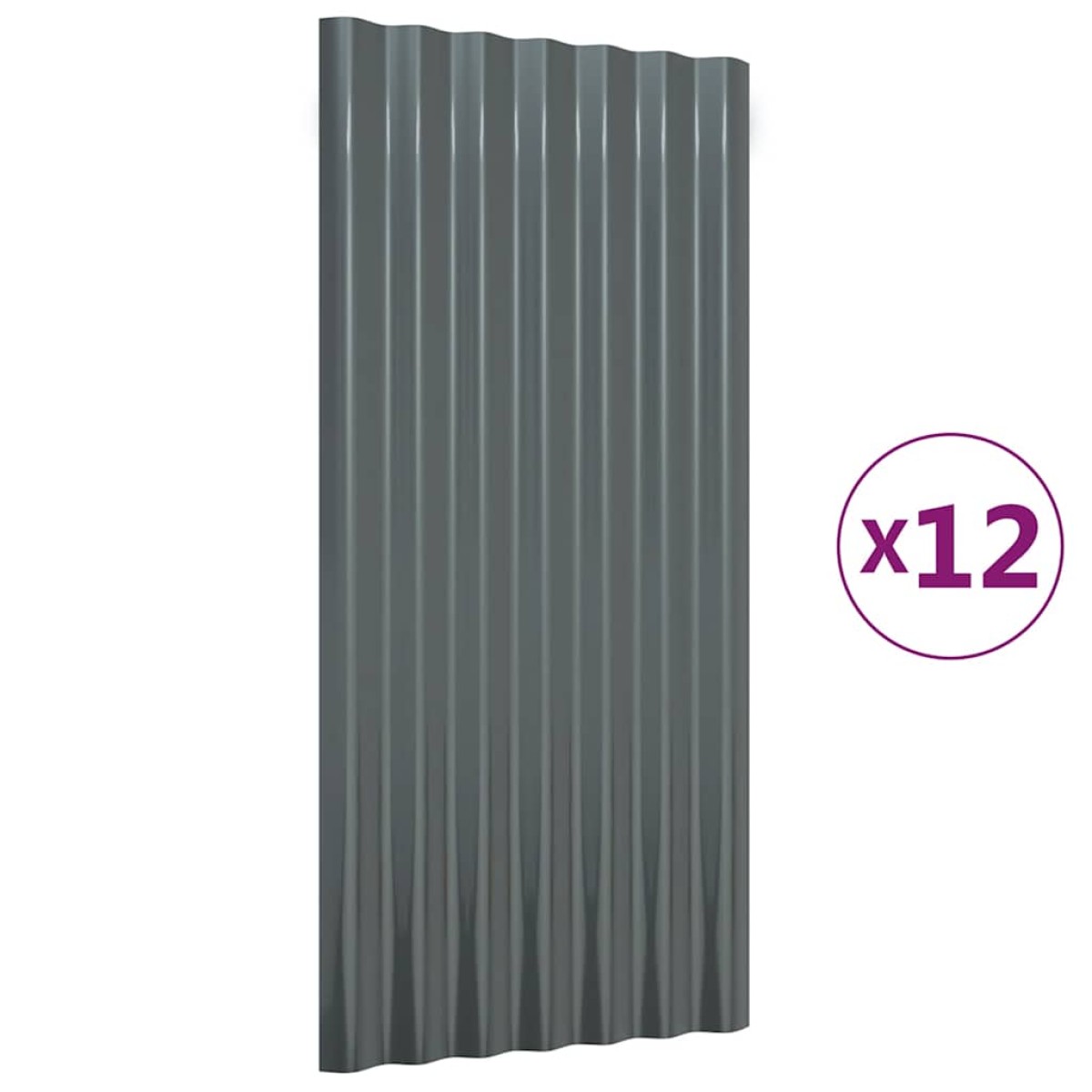 vidaXL Πάνελ Οροφής 12 τεμ. Ανθρακί 80x36 εκ Ατσάλινα με Ηλεκτρ. Βαφή