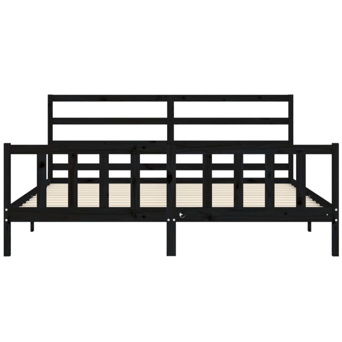 vidaXL Πλαίσιο Κρεβατιού με Κεφαλάρι Μαύρο 200x200 εκ. Μασίφ Ξύλο