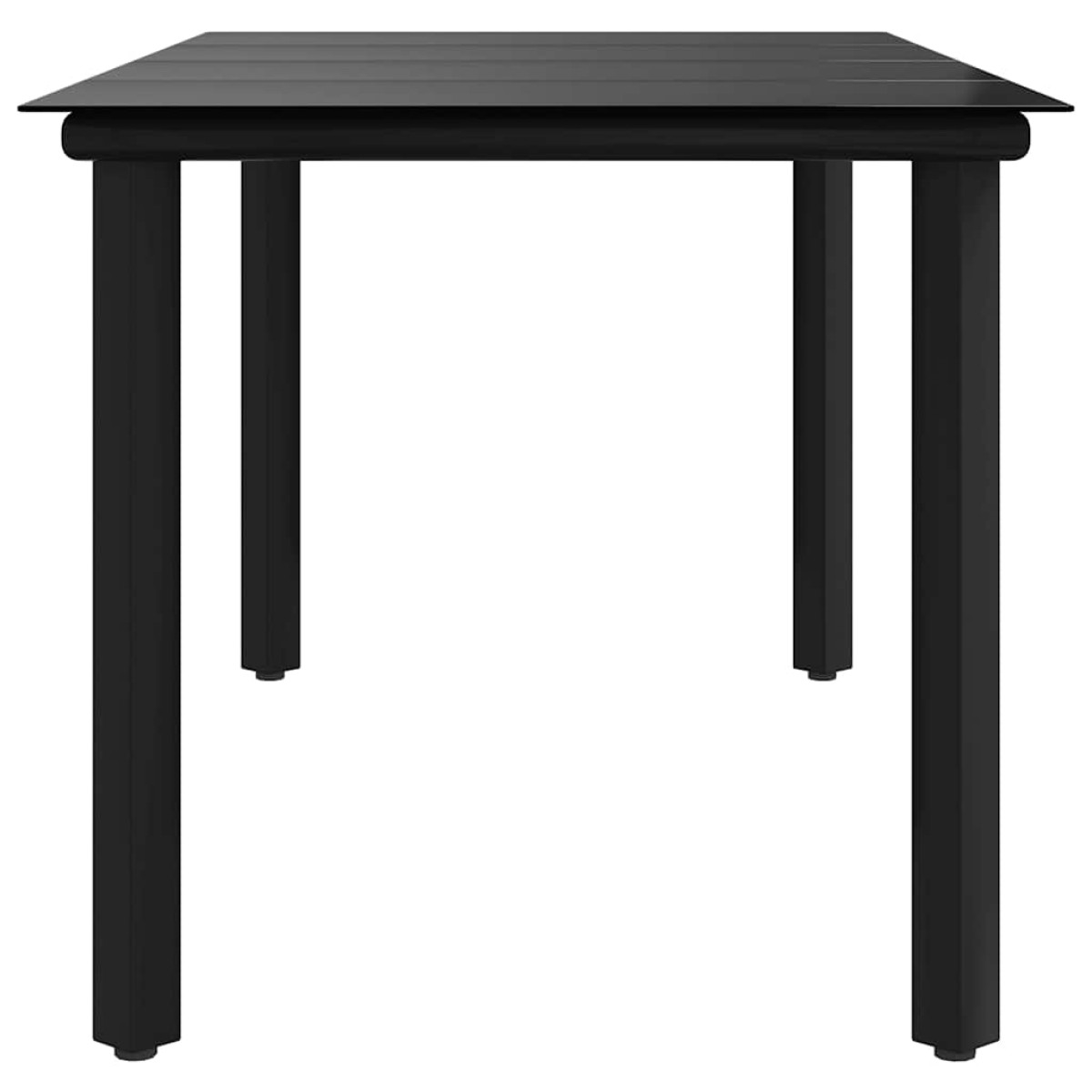 vidaXL Τραπεζαρία Κήπου Μαύρη 160 x 80 x 74 εκ. Ατσάλι / Ψημένο Γυαλί