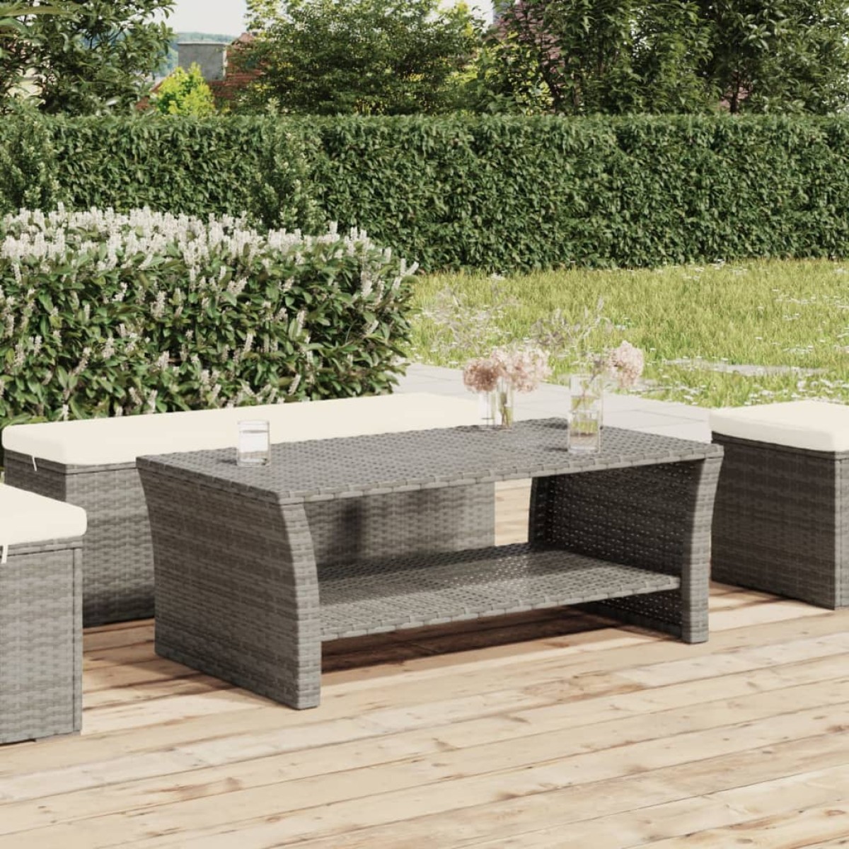 vidaXL Τραπεζάκι Σαλονιού Γκρι 100x50x40 εκ. από Συνθετικό Ρατάν