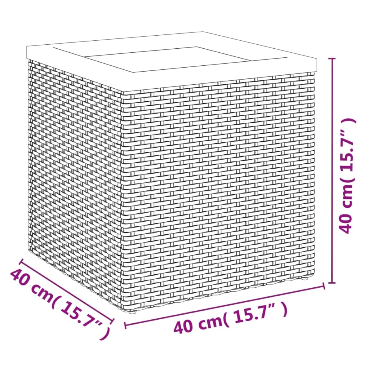 vidaXL Ζαρντινιέρα Μαύρη 40 x 40 x 40 εκ. από Συνθετικό Ρατάν