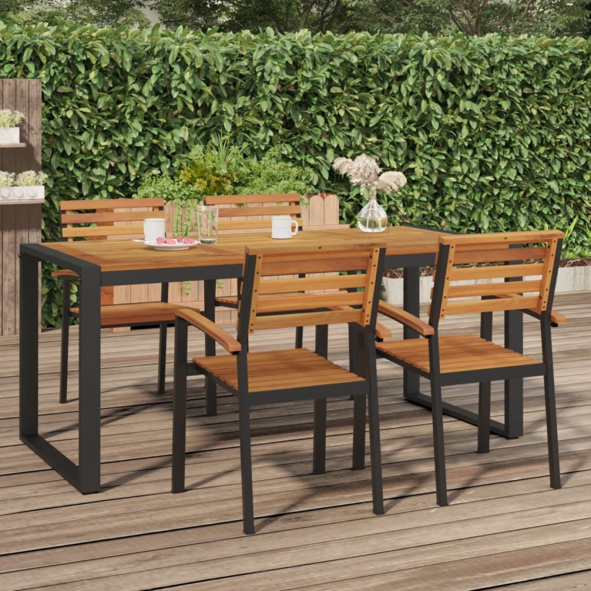 vidaXL Τραπέζι Κήπου Με Πόδια σε Σχήμα U 180x90x75 εκ. Μασίφ Ακακία