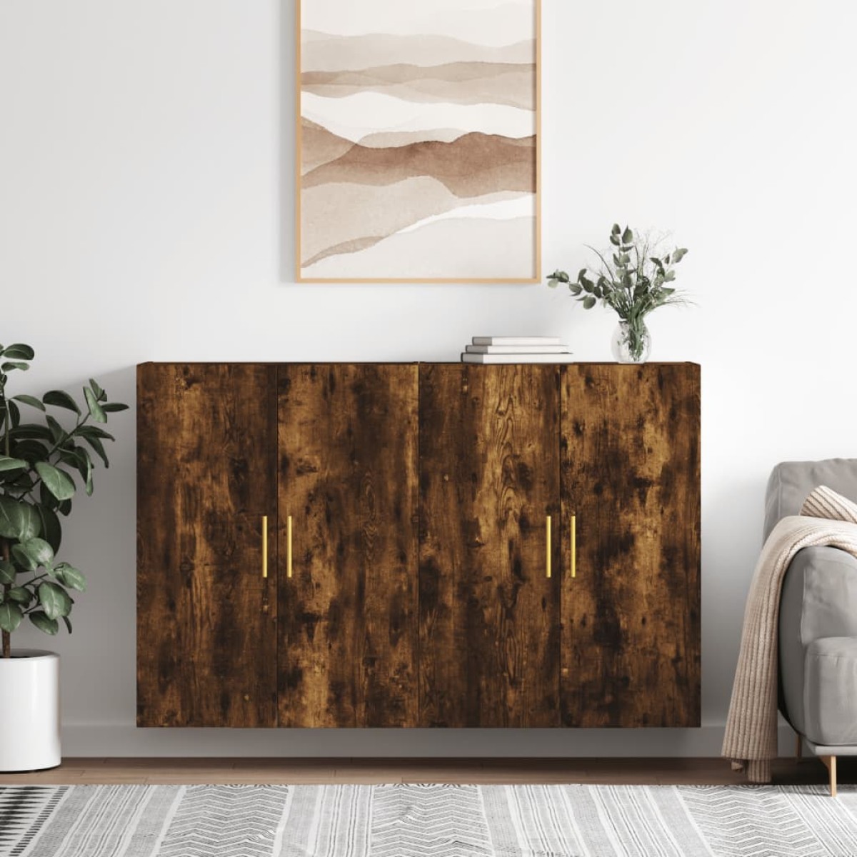 vidaXL Ντουλάπια Τοίχου 2 τεμ. Καπνιστή Δρυς 69,5 x 34 x 90 εκ.