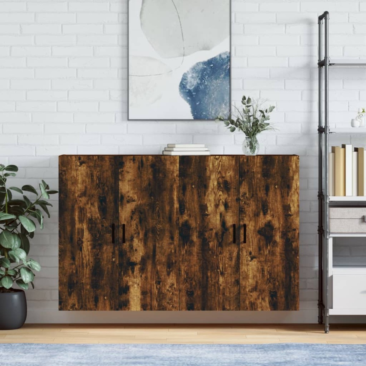 vidaXL Ντουλάπια Τοίχου 2 τεμ. Καπνιστή Δρυς 69,5 x 34 x 90 εκ.