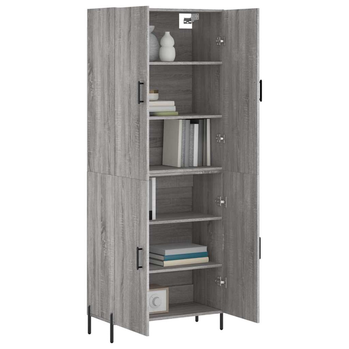 vidaXL Ντουλάπι Γκρι Sonoma 69,5 x 34 x 180 εκ. Επεξεργασμένο Ξύλο