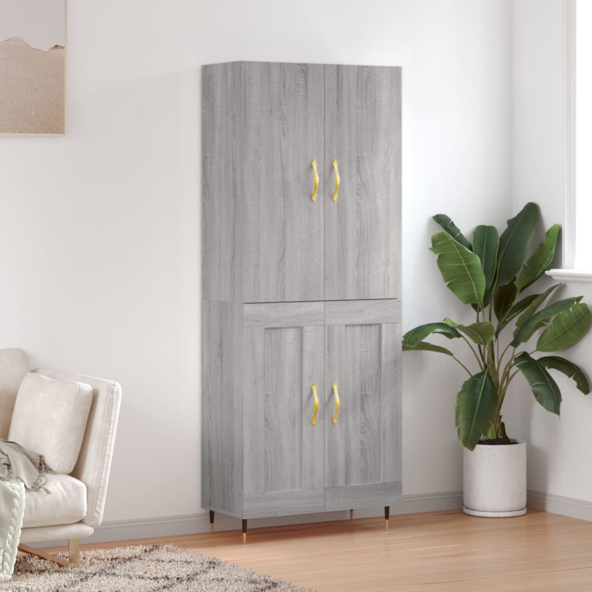 vidaXL Ντουλάπι Γκρι Sonoma 69,5 x 34 x 180 εκ. Επεξεργασμένο Ξύλο