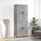 vidaXL Ντουλάπι Γκρι Σκυροδέματος 69,5x34x180 εκ. Επεξεργασμένο Ξύλο