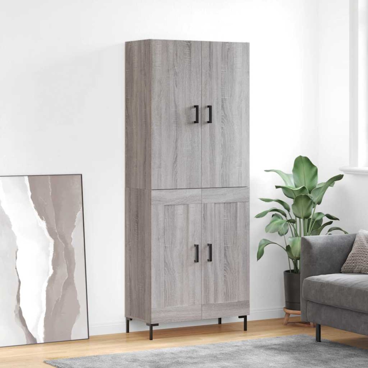 vidaXL Ντουλάπι Γκρι Sonoma 69,5 x 34 x 180 εκ. Επεξεργασμένο Ξύλο