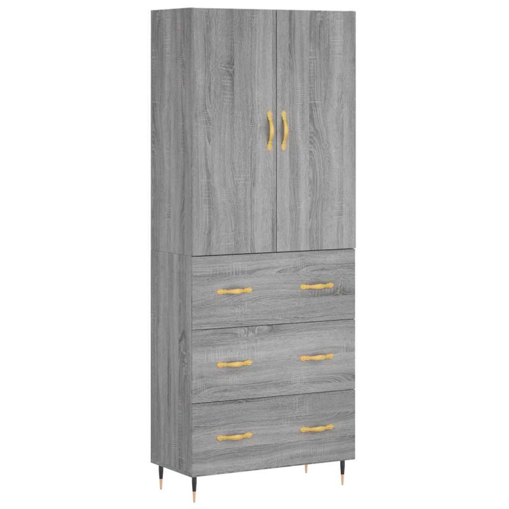 vidaXL Ντουλάπι Γκρι Sonoma 69,5 x 34 x 180 εκ. Επεξεργασμένο Ξύλο