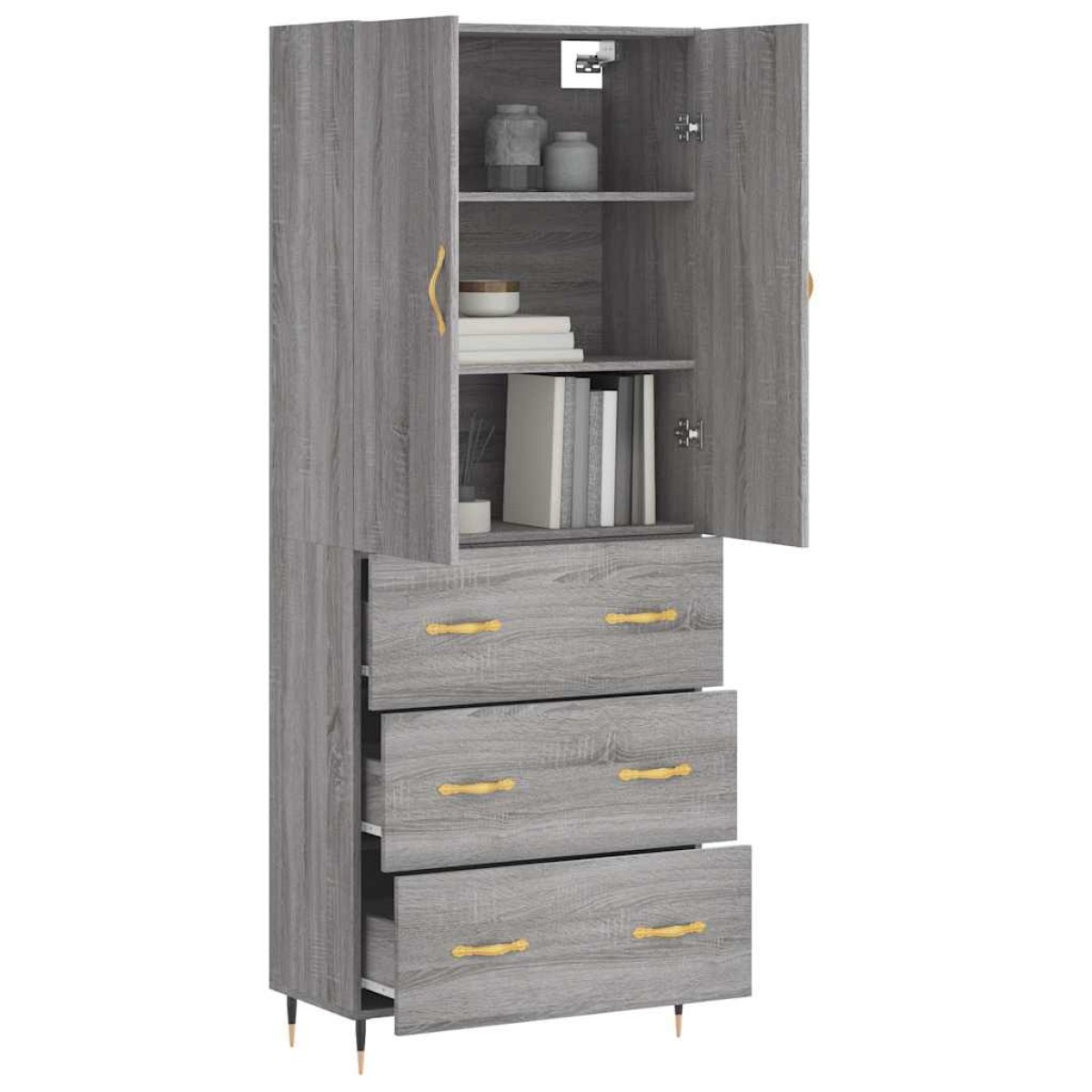 vidaXL Ντουλάπι Γκρι Sonoma 69,5 x 34 x 180 εκ. Επεξεργασμένο Ξύλο
