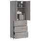 vidaXL Ντουλάπι Γκρι Sonoma 69,5 x 34 x 180 εκ. Επεξεργασμένο Ξύλο