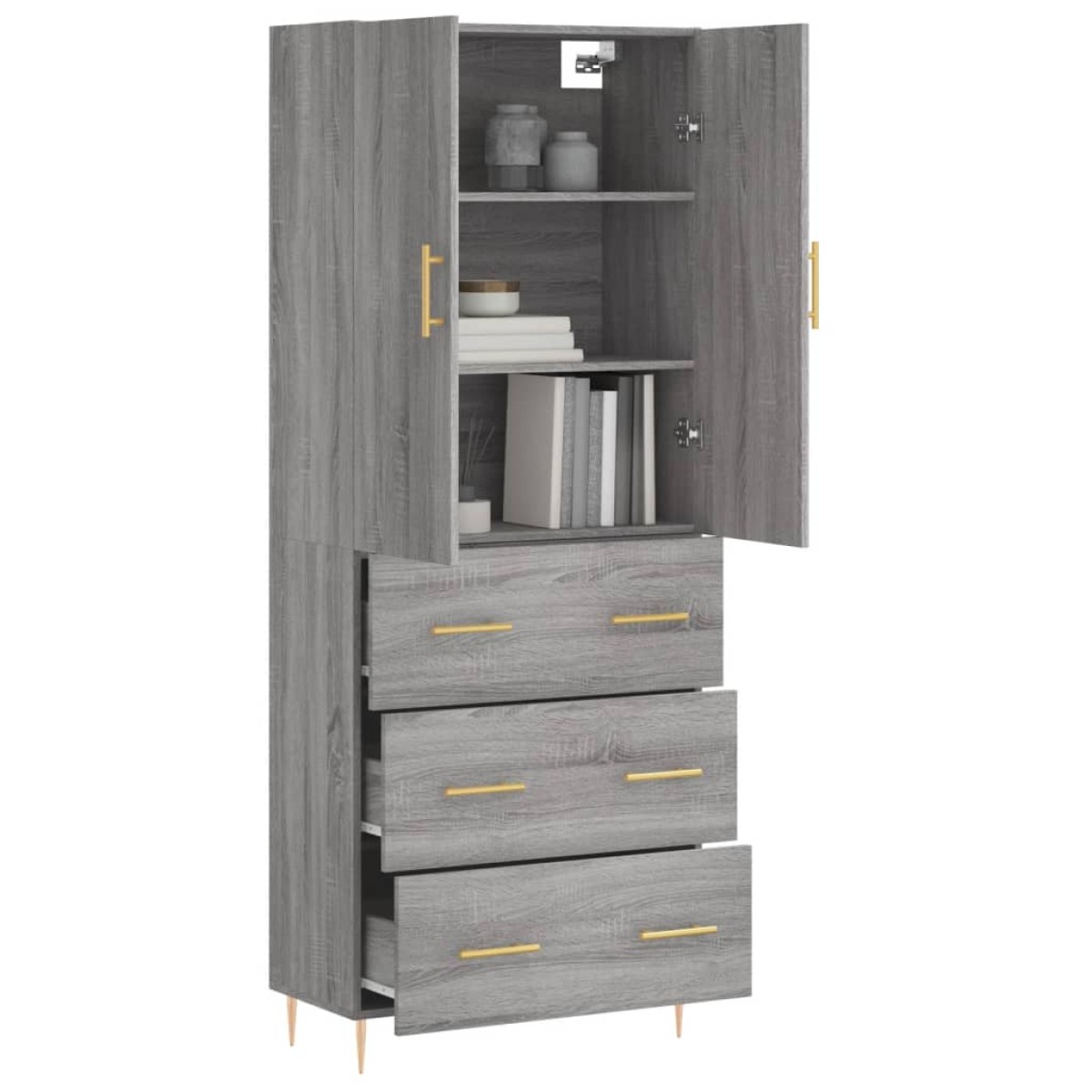vidaXL Ντουλάπι Γκρι Sonoma 69,5 x 34 x 180 εκ. Επεξεργασμένο Ξύλο